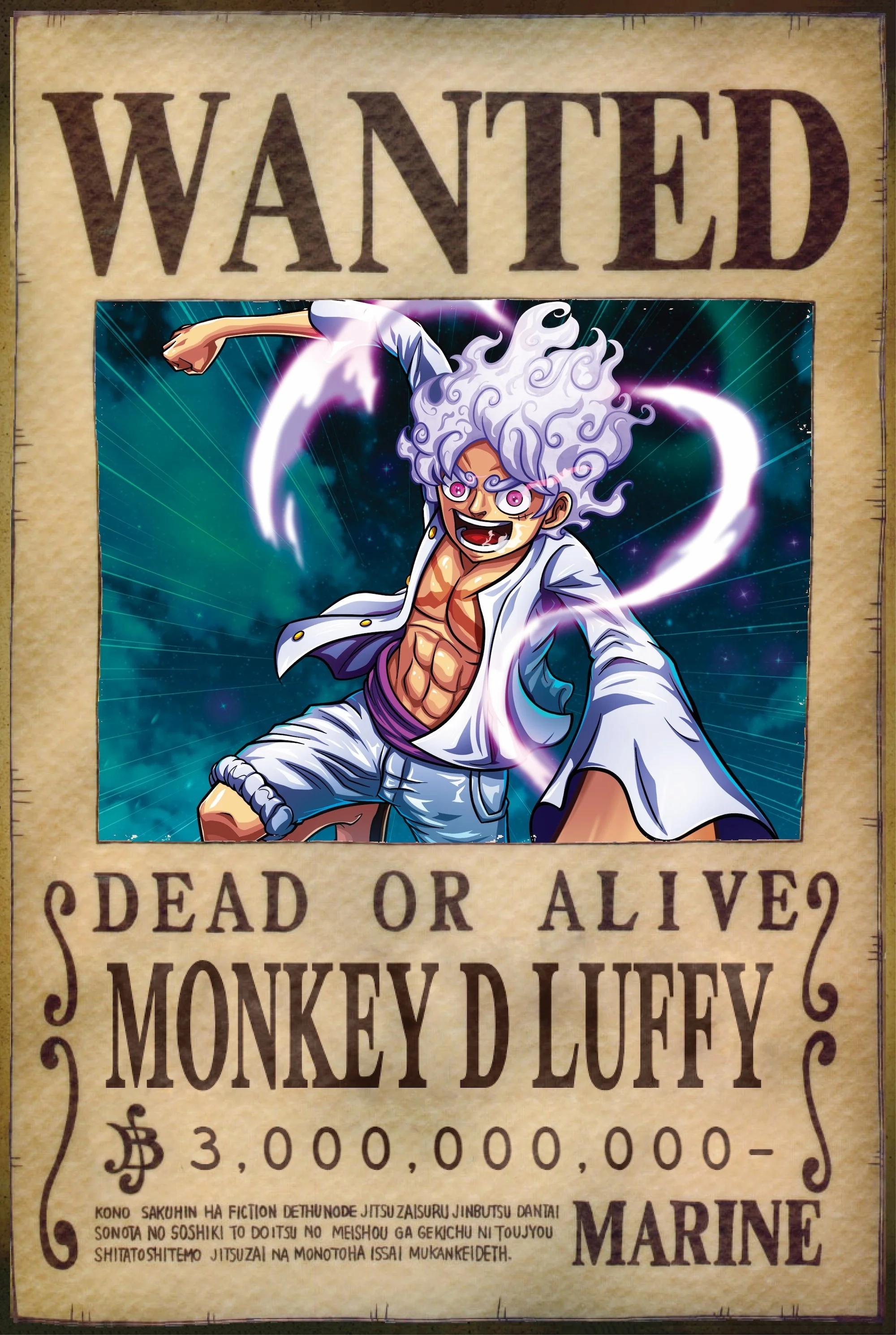 Luffy Gear 5 Wanted Poster — Jeremy Provost